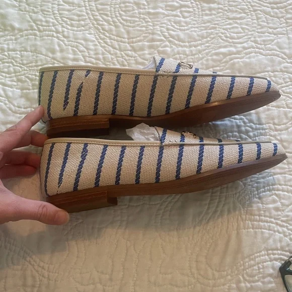 New in box Sam Edelman Loraine Cobalt Striped Flats Loafers size 7.5 - Picture 8 of 12